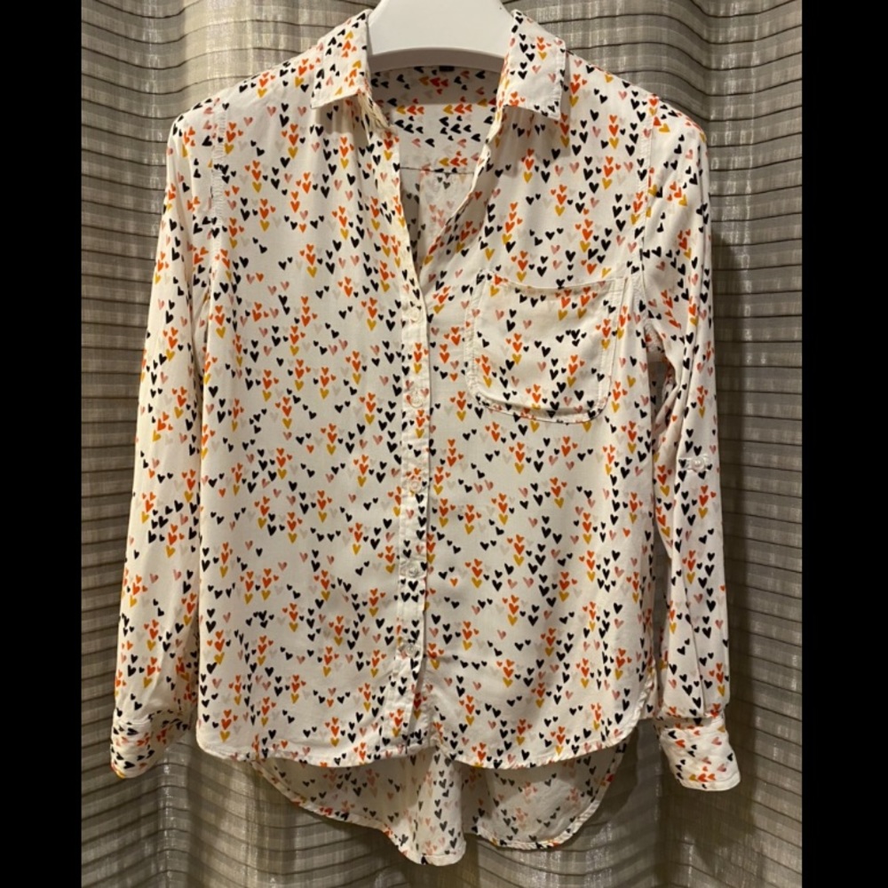 Velvet Heart - Heart print button up blouse